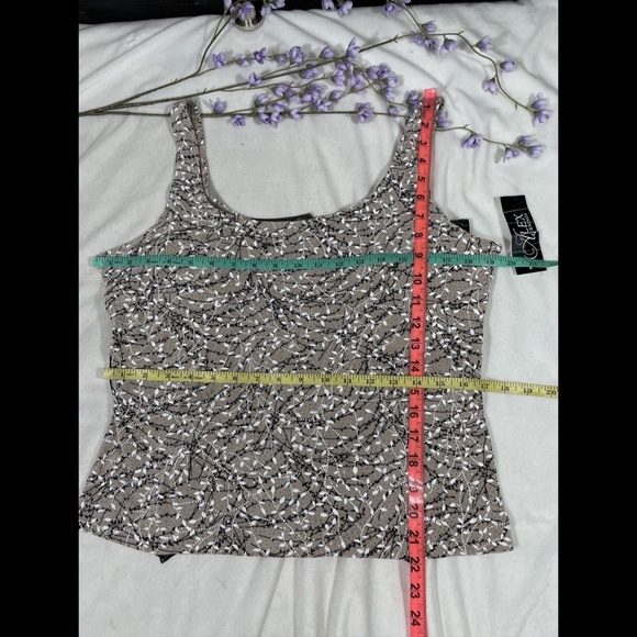 NWT Alex Evenings‎ [PETITE sz XLP ] Textural Glitter Print Tank Top in Beige - Picture 4 of 11